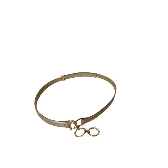 Via Spiga Matte Gold Skinny Italian Leather Belt Gold Buckle sz m - Picture 5 of 7